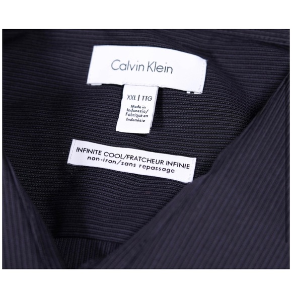 CK Men Classic Fit Non-Iron Ministripe Black Shirt - Picture 4 of 7